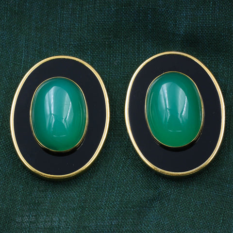 1980s Green and Black Onyx Earrings