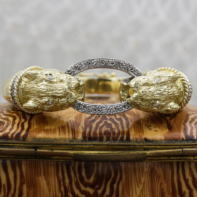 c1980 18k Diamond Panther Bangle