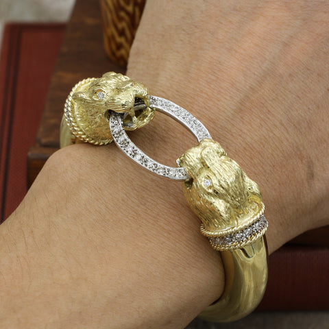 c1980 18k Diamond Panther Bangle