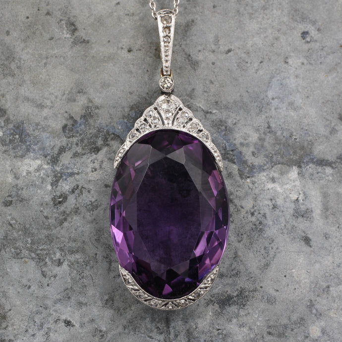 Rose Cut Diamond and Amethyst Pendant c1910