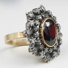 Georgian Revival Garnet and Diamond Ring c1930