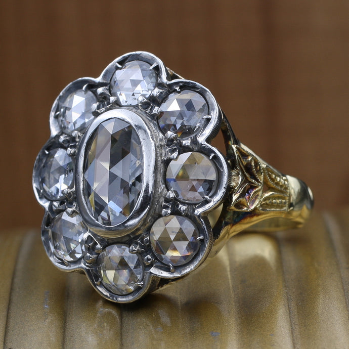 Georgian-Style Rose Cut Diamond Statement Ring c1980