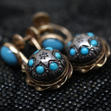 Circa 1850 18K & Silver Persian Turquoise Earrings