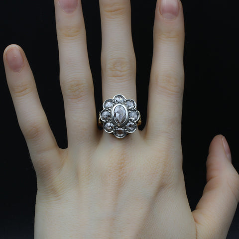 Georgian-Style Rose Cut Diamond Statement Ring c1980