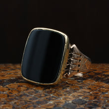 Handmade Onyx and Rose Gold Ring c1880