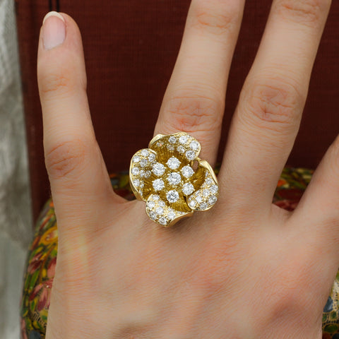 c1980 18k Handmade 4 Carat Fine Diamond Ring