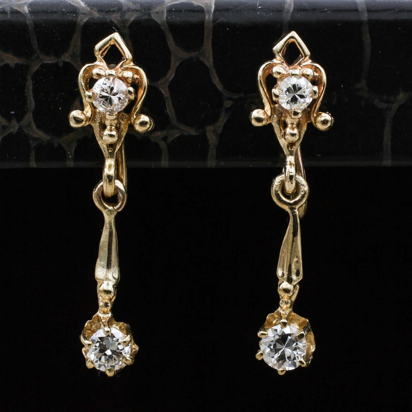 c1930 Dainty Diamond Dangle Earrings