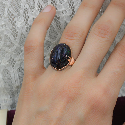 10 Carat Black Boulder Opal Ring