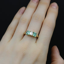 Emerald Cut Diamond and Russian Emerald Ring