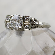 1920s 18k .90ct Transitional Cut Diamond Deco Ring