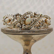 c1880 Opal, Emerald, and Rose Cut Diamond Bangle