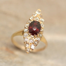 Circa 1895 14K Gold Garnet & Diamond Ring