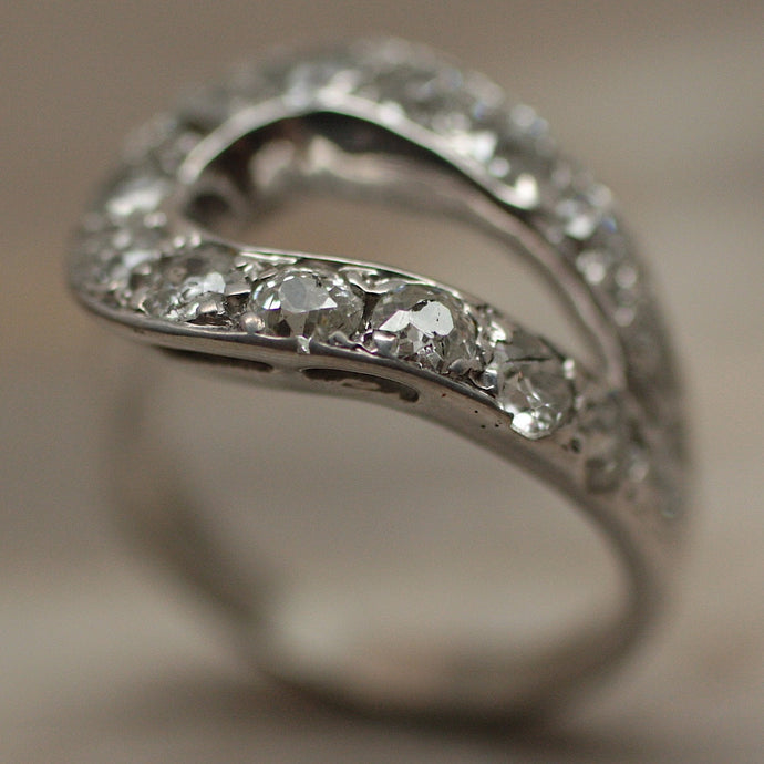 1920s-30s Deco 14K White Gold & Diamond Ring
