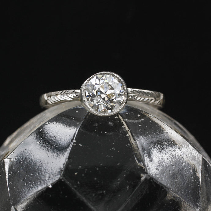 GIA Certified Bezel-Set Old European Diamond Solitaire c1910