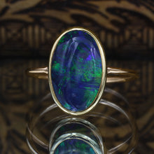 Three Carat Flat Black Opal Ring