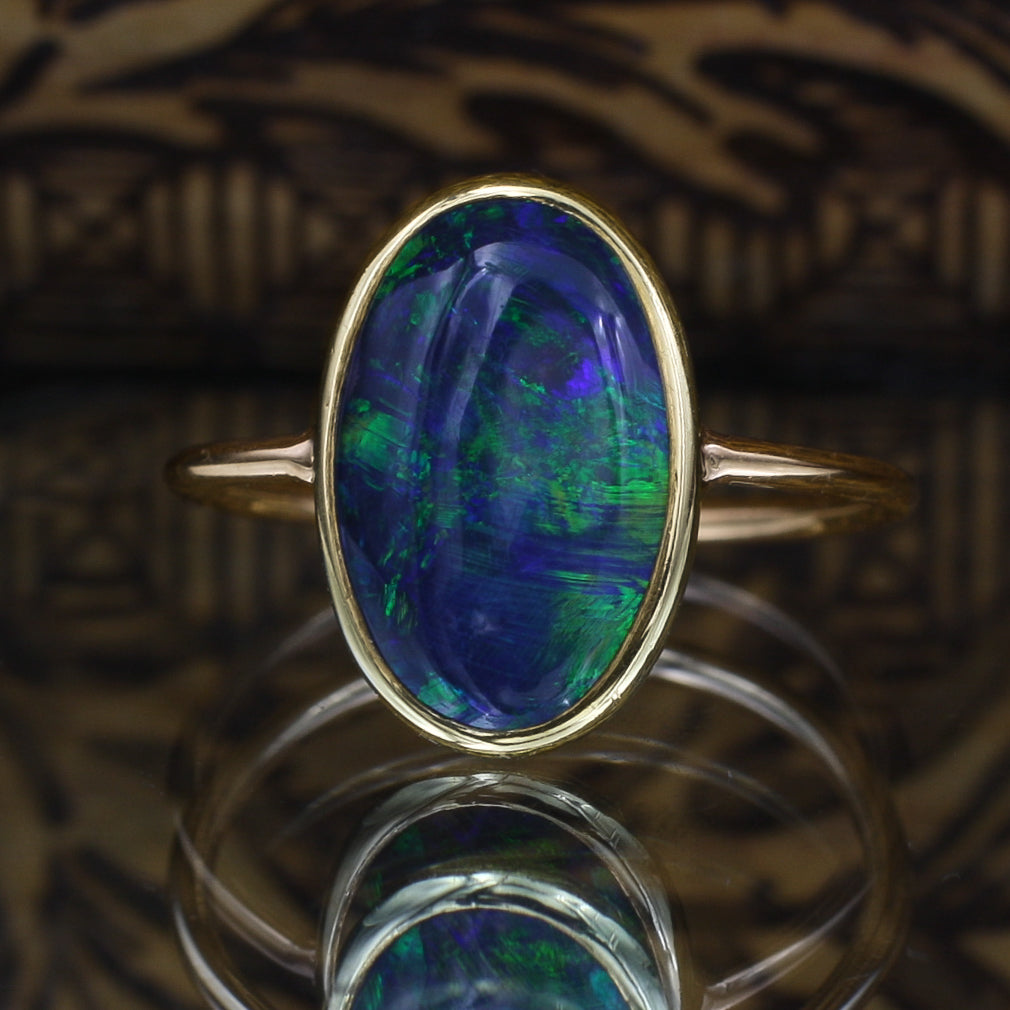 Opal Flat Top Steel Cartilage/Tragus Ring – Beauty Mark Body Jewelry