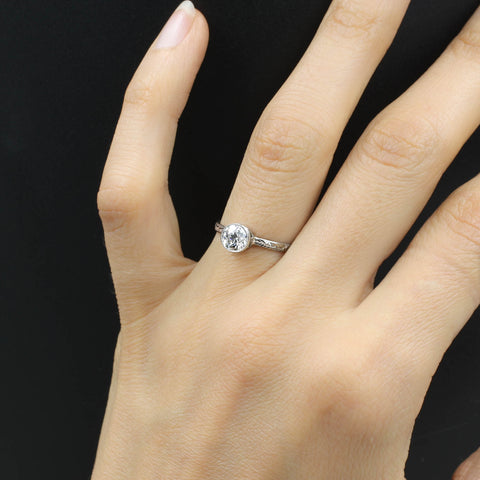 GIA Certified Bezel-Set Old European Diamond Solitaire c1910