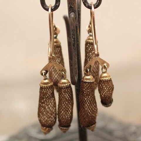 Victorian Hair-work Earrings