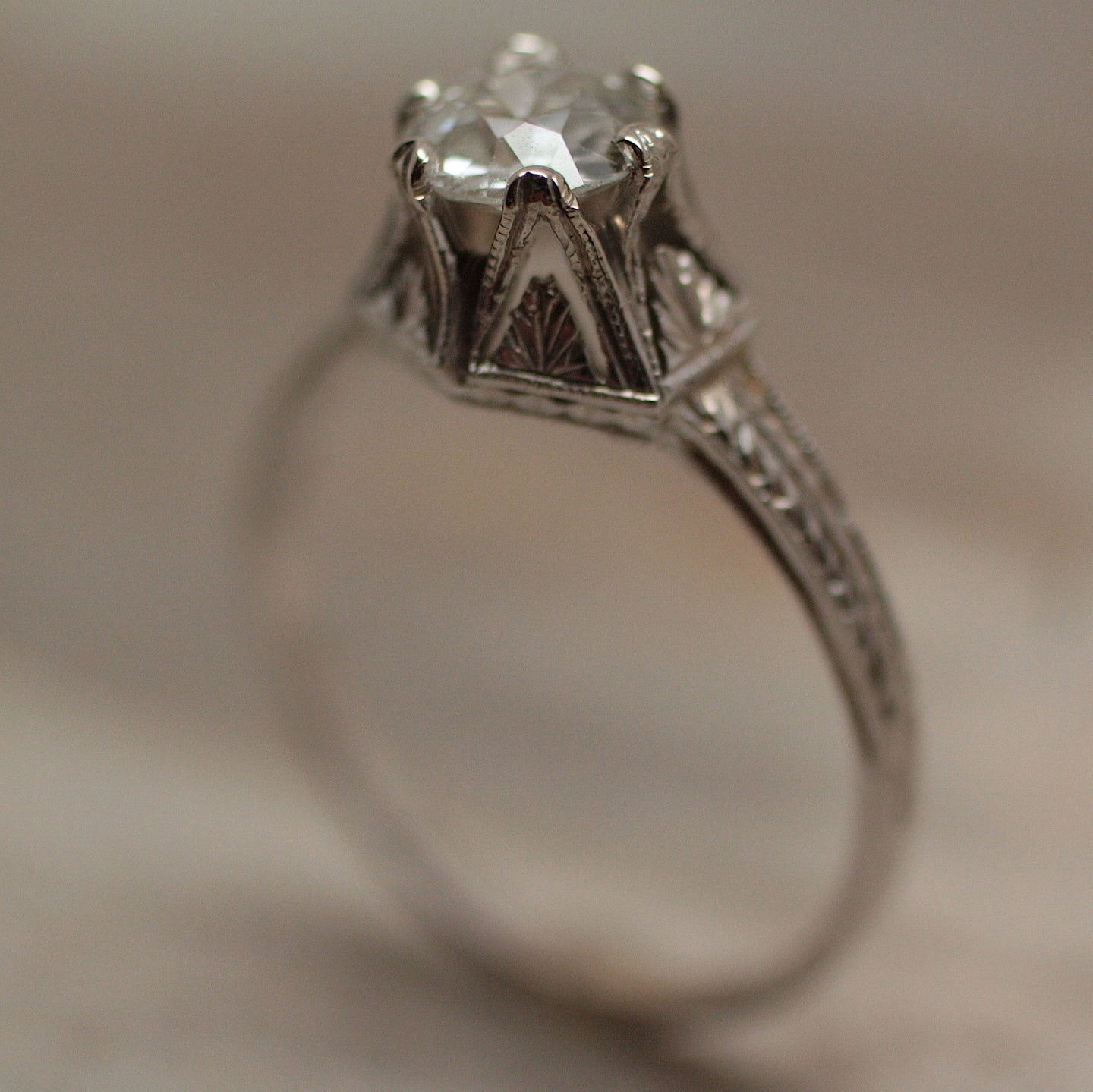 Circa 1910 14K Diamond Engagement Ring