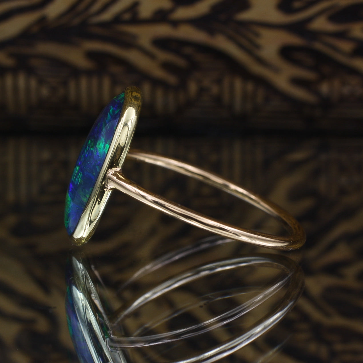 Galaxy Opal Ring, 4mm Black Tungsten Wedding Band, Hammered, Flat, Matte  Brushed, Comfort Fit, Women Men Ring - Etsy