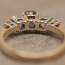 Old-Mine Cut Diamond and Sapphire Ring