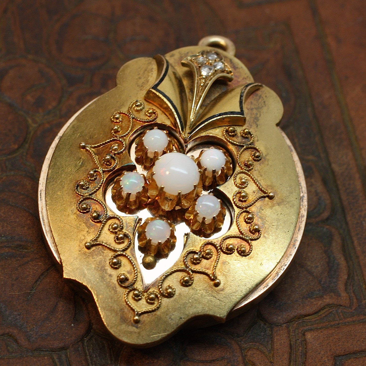 Circa 1880 18K, Diamond, and Opal Pin/Pendant