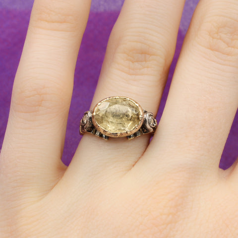 Georgian Foiled Citrine and Diamond Ring