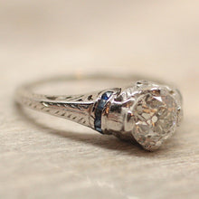 Circa 1920 1.05ct diamond & synthetic sapphire ring