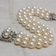 Circa 1950's 14k pearl & diamond multi-strand bracelet