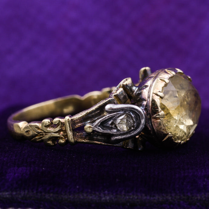Georgian Foiled Citrine and Diamond Ring