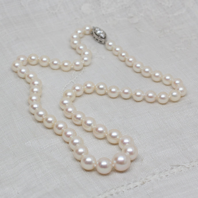 Circa 1950 Pearls with Diamond Clasp