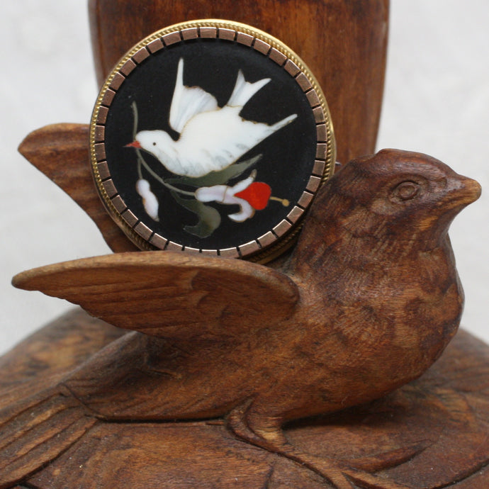 Circa 1880 Pietra Dura Dove Pin