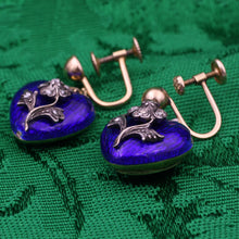 Victorian Enamel Memorial Heart Earrings