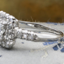 1920s Handmade Platinum Diamond Square Halo Ring
