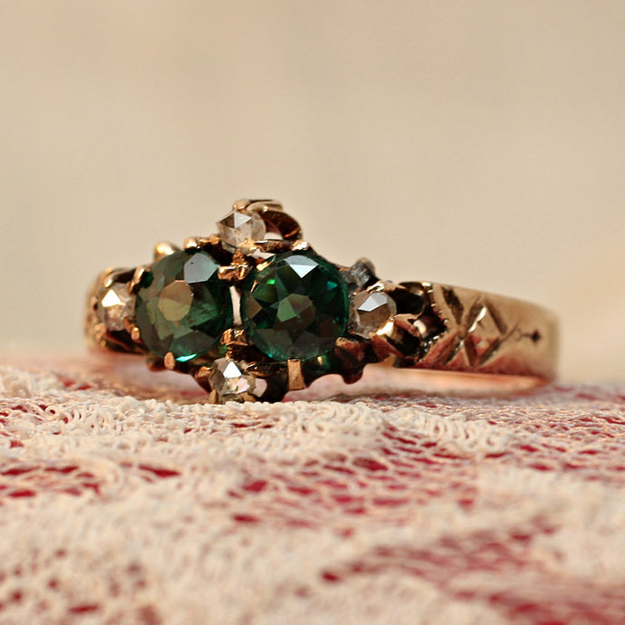 c1880 Garnet and Rose Cut Diamond Ring