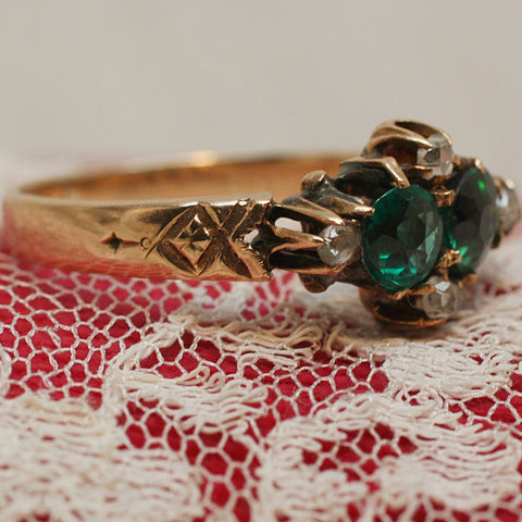 c1880 Garnet and Rose Cut Diamond Ring