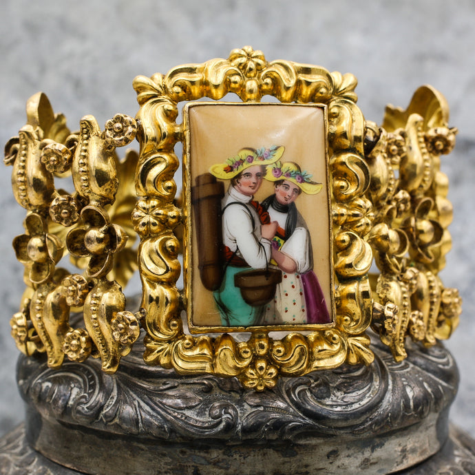 Georgian Pinchbeck Hand-painted Portrait Bracelet