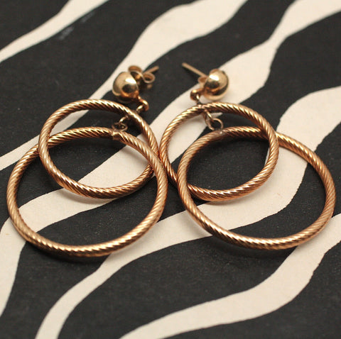 Circa 1950-1960 14K double-hoop earrings