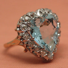 Circa 1950 Aquamarine & Diamond Cocktail Ring