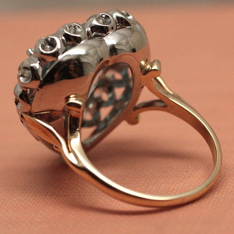 Circa 1950 Aquamarine & Diamond Cocktail Ring