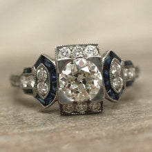 Circa 1920 Platinum, Diamond & Sapphire Ring