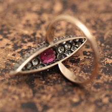 Circa 1880 Ruby & Diamond Navette Ring