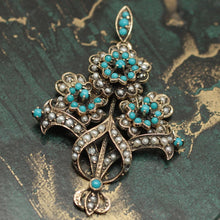 Circa 1900 Persian Turquoise & Seed Pearl Pendant