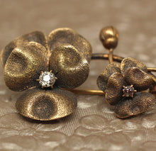 Art Nouveau Gold & Diamond Flower Brooch