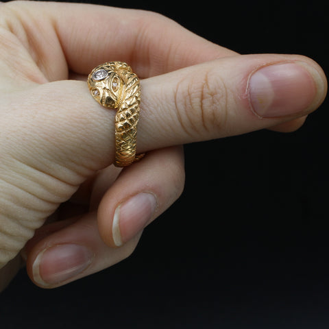 Carved Gold Snake Ring c1930