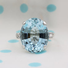 Midcentury 20 Carat Aquamarine Ring