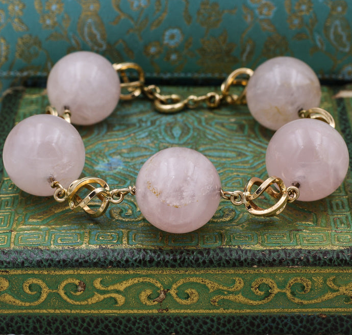 1950s 14k Rose Quartz Bracelet