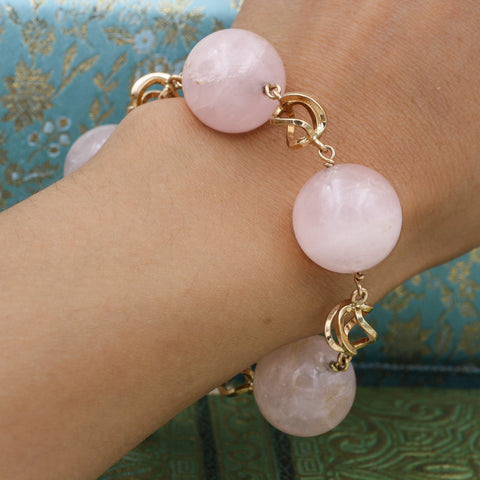 1950s 14k Rose Quartz Bracelet