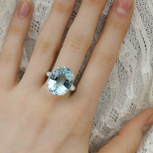 Midcentury 20 Carat Aquamarine Ring