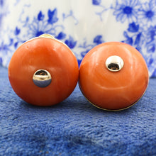 1930s-50s Fine Mediterranean Coral Button Earrings